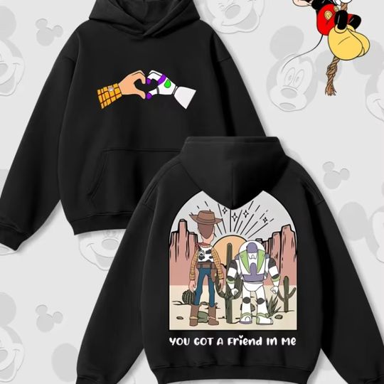 Discover Disney Toy Story Woody and Buzz Lightyear "You Have A Friend in My Heart" Printed Men and Women Autumn and Winter Hooded Sweater