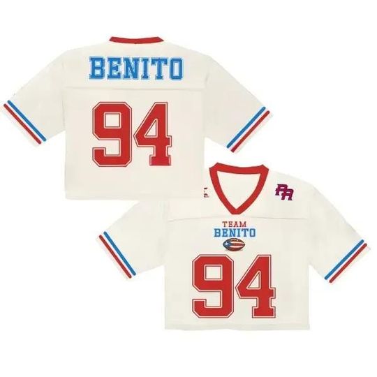 Discover Benito 94 Crop Top Mesh Football Jersey, Half Time Show Crop Top Football Jersey Shirt, Gift for Unisex