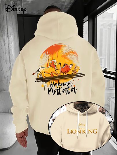 Discover Men's Disney Simba Lion King Hoodie Autumn Winter Fleece Unisex Trendy Street Style Loose Fashion Streetwear Oversized
