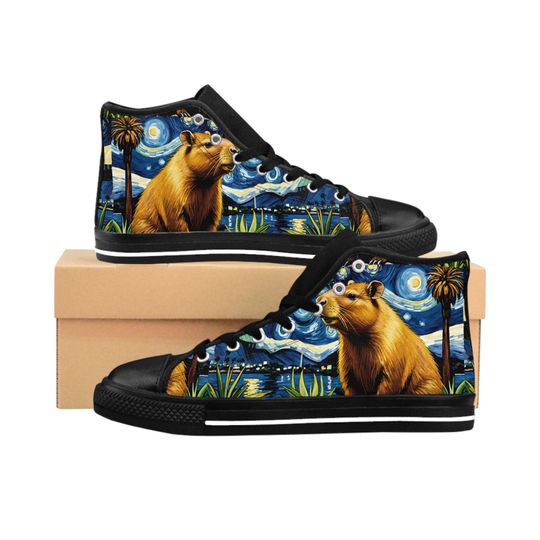 Discover Capybara Los Angeles Starry Night Sneakers, Capybara Art shoes