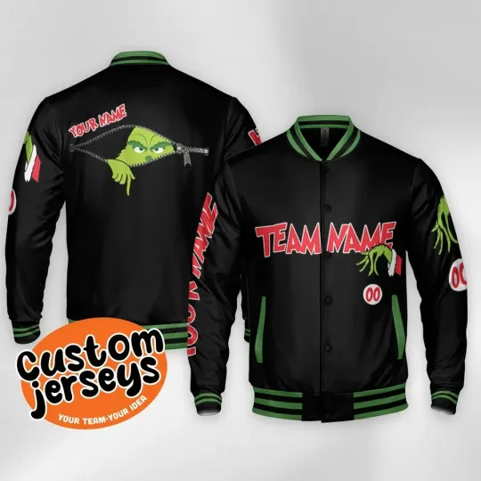 Discover Personalized Grin.ch Ew People Varsity Jacket Black