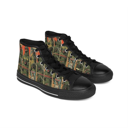 Discover Vintage god zilla Poster High Top Sneakers | Monster Movie Pattern