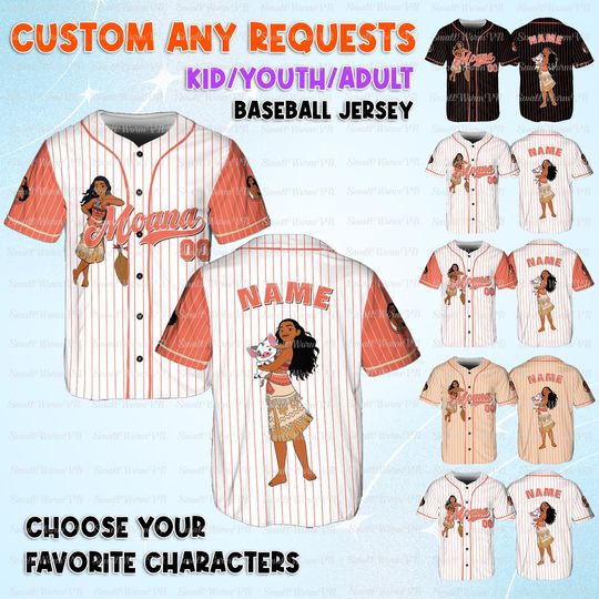 Discover Disney Moana Movie Jersey, Moana And Friend Characters Jersey, Disney Moana Princess Baseball Shirt, Disney Moana Vacation Shirt