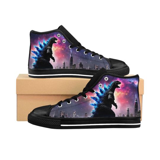 god zilla Galaxy Sneakers, Brilliant god zilla Figure Art Footwear, Trendy Design, Cool Space Shoes, Designer Footwear, Men's Shoes, Unique
