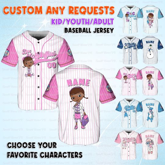 Discover Doc McStuffins Disney Channel Jersey, Dottie And Friend Characters Jersey, Dottie Family Baseball Shirt, Lambie Stuffy Chilly Hallie Shirt