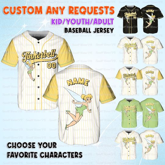 Discover Disney Peter Pan Tinkerbell Jersey, Peter Pan And Friends Characters Jersey, Disney Tinkerbell Birthday Shirt, Peter Pan Girl Trip Shirt