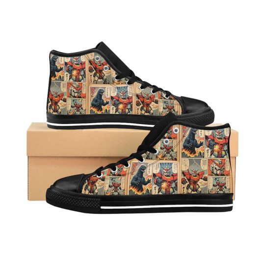 Discover Sneakers, Vintage Japanese god zilla Comic Book Shoes, god zilla Gift, Men's Shoes, Footwear