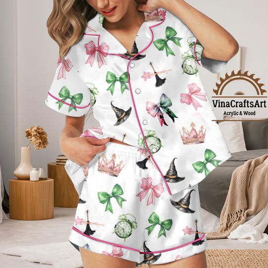 Wicked Pajamas Set, Coquette Witchy Loungewear with Bows, Magic Princess Pajamas Set, Girly Loungewear Gift