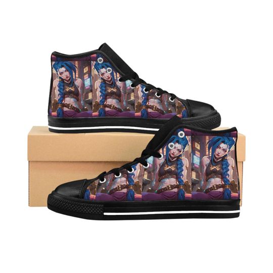 Discover Jinx anime girl Womens High Top Shoes, Arcane Kicks, LOL shoes