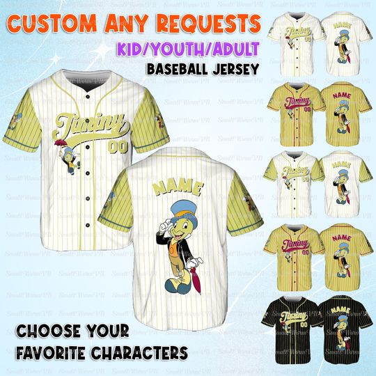 Disney Pinocchio Jimony Cricket Jersey, Pinocchio Movie Characters Jersey, Jimony Cricket Birthday Shirt, Disneyland Pinocchio Group Shirt