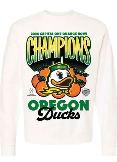 Discover Oreg ducks 2026 Orange Bowl Champions Crew Sweatshirt