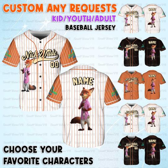 Discover Personalized Nick Wilde Baseball Jersey, Zootopia Nick Wilde Baseball Jersey, Nick Wilde Zootopia Fox Shirt, Disney World Family Trip Shirt
