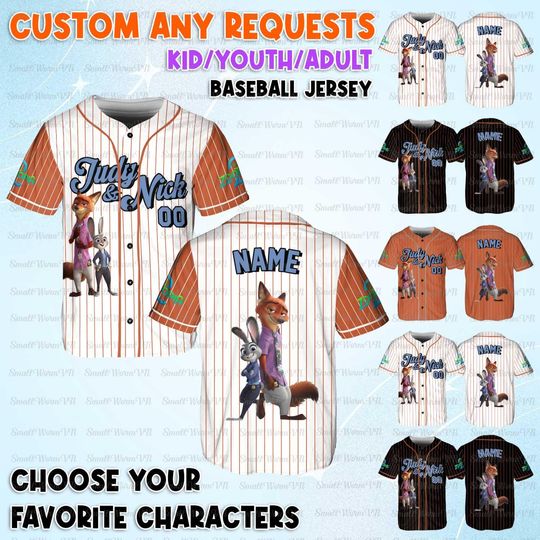 Discover Personalized Judy And Nick Baseball Jersey, Zootopia Judy And Nick Jersey, Zootopia Custom Police Jersey Shirt, Disney World Trip Shirt