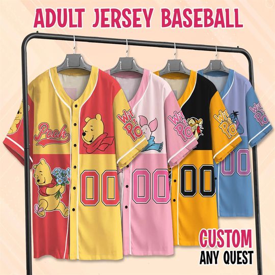 Discover Custom Name And Number Disney Winnie The Pooh Baseball Jersey Collection Pooh Jersey Shirts Pooh And Friends Baseball Matching