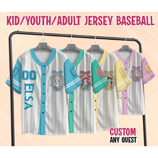 Discover Custom Coquette Bow Disney Princess Baseball Jersey Collection Custom Name Game Day Kid Youth Adult Playeras Para Hombres