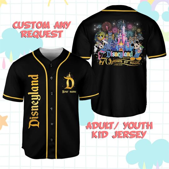 Discover Personalized Disneyland 70th Anniversary Baseball Jersey, Custom Disney Family Travel Shirt, Kids, Adult Baseball Jersey Gift