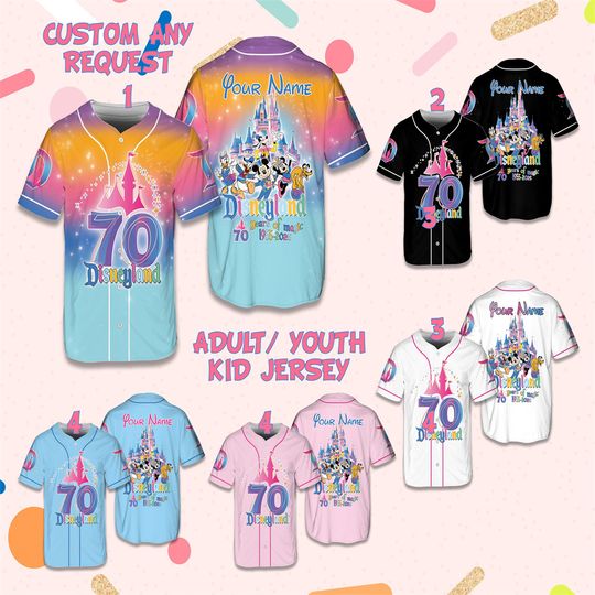 Discover Personalized Disneyland 70th Anniversary Baseball Jersey, Custom Children's, Teens, Adult Baseball Jerseys, Baseball Fan Gifts