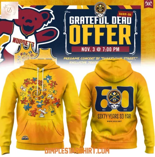 Discover Denver Nuggets Grateful Dead 60th Anniversary 3D Hoodie