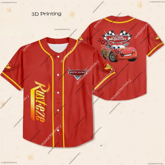 Discover 2025 New Cars Lightning McQueen Children Cartoon T-shirt Cute Boy/Girl Special McQueen Baseball Uniform Kit Outdoor Sportswear