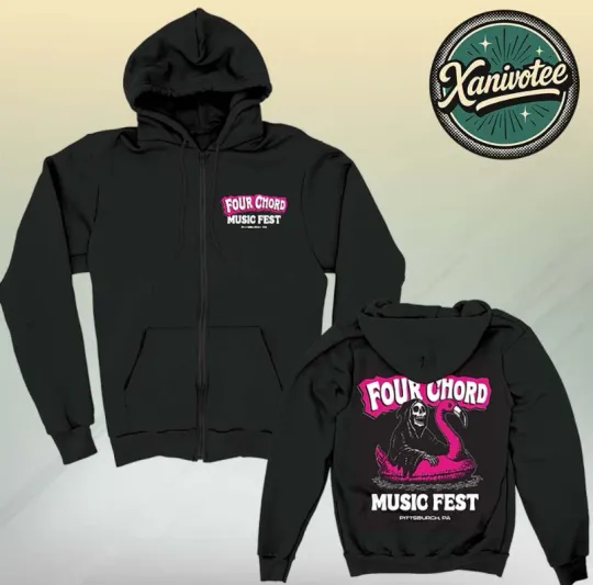 Discover Four Chord Music Festival 11 2025 Flamingo Reaper Zip Hoodie
