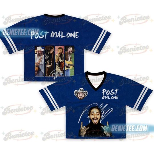 Post Malone Jelly Roll Crop top Football Jersey Full Mesh, Jelly Roll Concert Tshirt, Western Graphic Tee, Post Merch, Posty Shirt