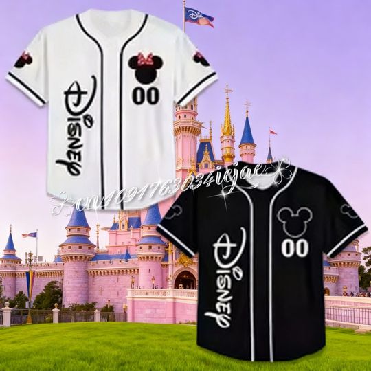 Discover 2026 Disney Mickey Minnie Mouse Printed Baseball Shirt Children Youth Adult Personalized Family Parent-Child Disneyland T-Shirt