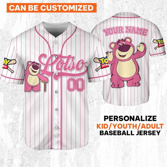 Customized Disney Toy Story Lotso baseball uniform, Sheriff Woody Buzz Lightyear jersey, baseball team uniform, Toy Story gifts