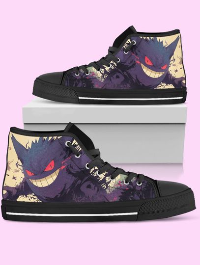 PKM High-Top Shoes: Gengar Anime Inspired Sneakers for Women, Men