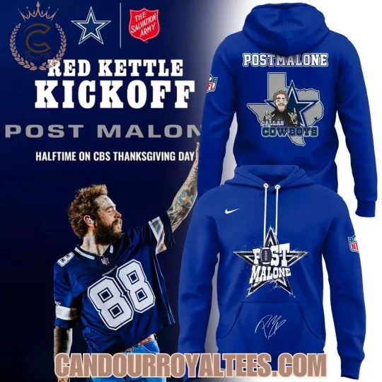 Discover Post Malone x Dallas city Cowboy Red Kettle Kickoff Edition Hoodie