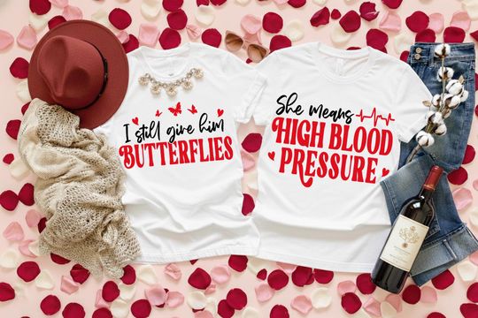 Discover Funny Valentine Couple Shirts, I Still Give Him Butterflies, Cute Couples Valentine Tees, Gift for Boyfriend Girlfriend,Valentines Day Shirt