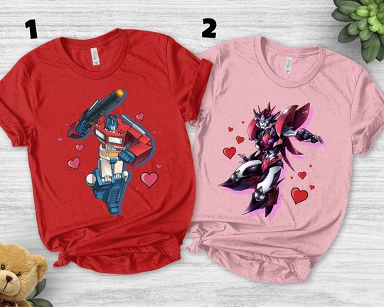 Transformer Valentine Couple Shirt, Optimus Prime And Elita One Shirt, Trans4mer Shirt
