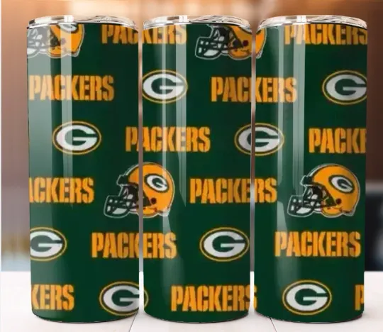 Discover Packers Football Sport Tumbler Cup Mug 20oz Skinny Lid Straw Hot Cold Drinks