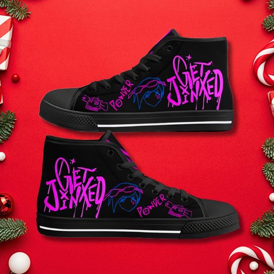 Discover Arcane get jinxed custom canvas high top shoes arcane gift merch gift for her gift christmas gift arcane lol womens mens kids converse shoes