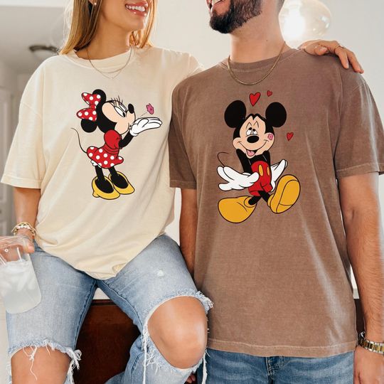 Discover Comfort Colors Personalized Lover Mickey and Minnie Shirt Valentine Gift Disney Couple Disney Matching Tee Disney Lover Valentines Day Gift