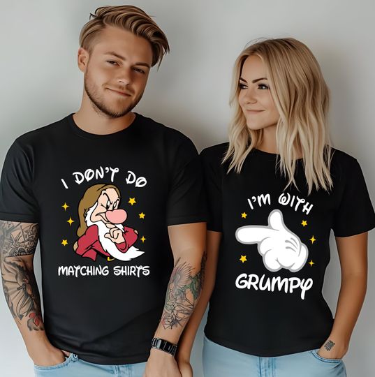 Discover Funny Valentines Couple Shirt,Im With Grumpy Graphic Tee,Playful Love Top For Partners Who Skip Matching Outfits