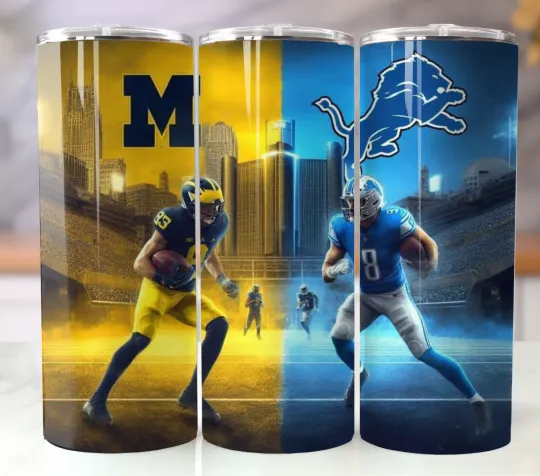 Discover Detroit Football Mashup 20oz Stainless Steel Tumbler Lions Fan Gifts