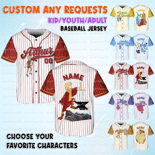 Discover Disney The Sword In The Stone Jersey, Arthur And Friends Character Shirt, Disney Arthur Birthday Shirt, Disney Archimedes Baseball Jersey