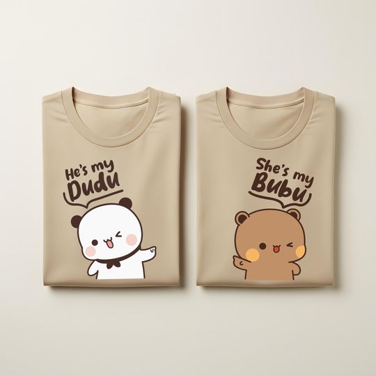 Discover Bubu & Dudu Couple Shirts: Matching Bear T-Shirts, Anniversary Gift