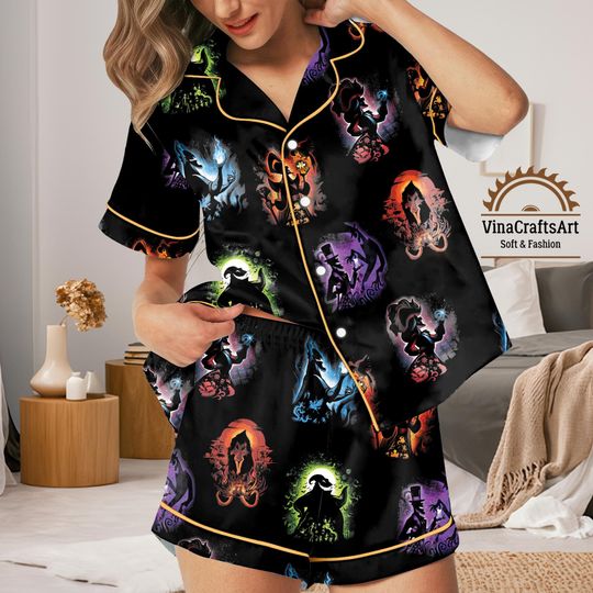 Discover Villains Halloween Pajamas Set, Disney-Inspired Sleepwear, Spooky Cozy Pajamas, Fall Loungewear Gift Set, Halloween Costume Pajamas Set