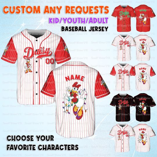 Disney Mickey And Friends Chritstmas Light Daisy Jersey, Mickey And Friends Characters Jersey, Daisy Christmas Light Basball Shirt,
