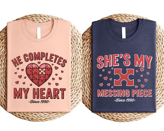 Discover Puzzle Valentine Couples Shirts, Couple Gift, Valentines Day Shirt, Matching Couple Tees, Valentines Day Gift