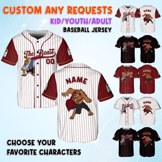Discover Disney Prince The Beast Baseball Jersey, The Beast Prince Jersey Shirt, Disney Belle's Prince Jersey, Disney Famous Characters Jersey