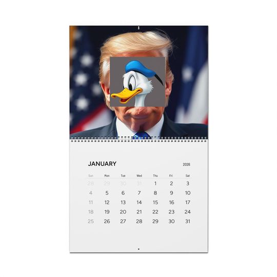 Discover Humorous Wall Calendar 2026 – Donald Duck Cartoon Mashup, Quirky Office & Home Decor, Funny Gift for Adults