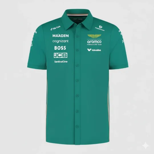 Discover aston martin F1 button down shirt, team apparel 2025/2026 season, fan gift