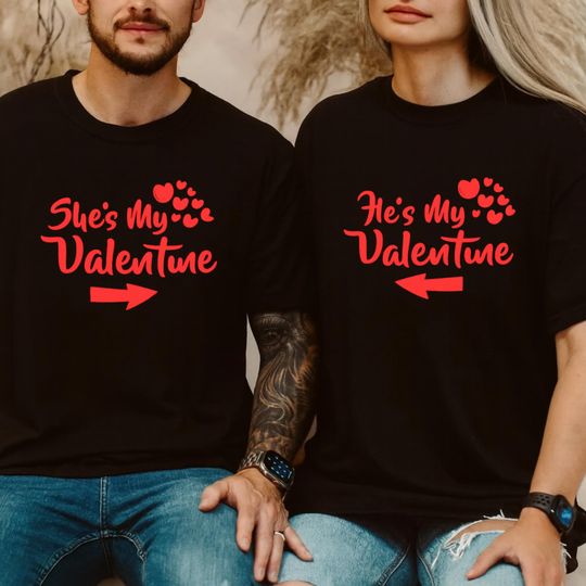 Discover She's My Valentine Shirt Set for Couples, Cute Matching Valentine's Gift