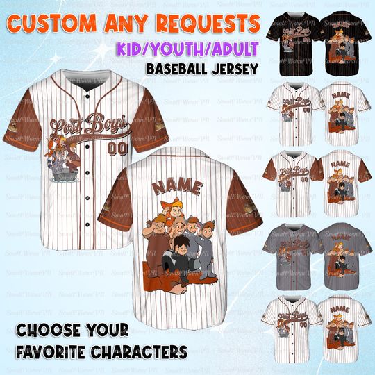 Discover Disney Peter Pan Lost Boys Jersey, Custom Peter Pan Characters Jersey, Disney Lost Boys Baseball Shirt, Disney Peter Pan Matching Shirt