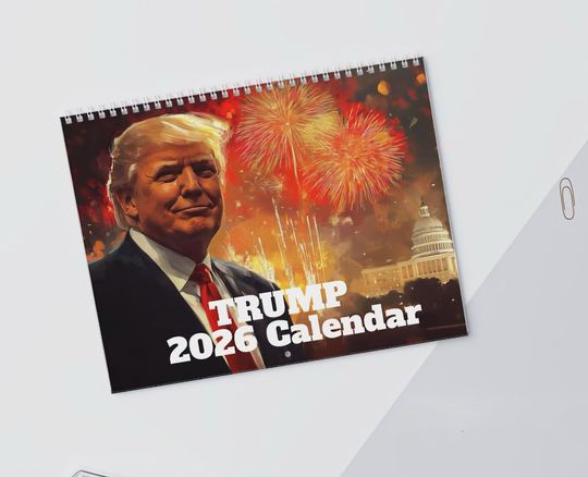 Discover Funny Trump 2026 Wall Calendar - Office Supplies Christmas Gift for Him Husband Mega Fan Secret Santa