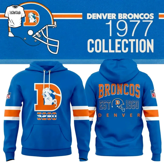 Discover Denver city Bronco Throwback 1977 – 5280 Nike Blue Hoodie