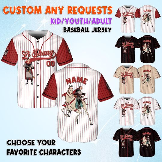 Discover Disney Prince Li Shang Baseball Jersey, Disney Li Shang Prince Shirt, Disney Mulan Characters Shirt, Disney Baseball Jersey Sports