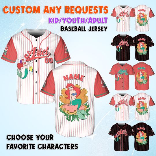 Discover Disney Princess Ariel Baseball Jersey, Disney Ariel Princess Shirt, Disney The Little Mermaid Character Shirt, Disney Princess Matching Gift